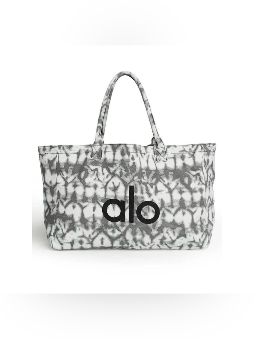 ALO Yoga Gray Tie-Dye Canvas Tote with Black Logo